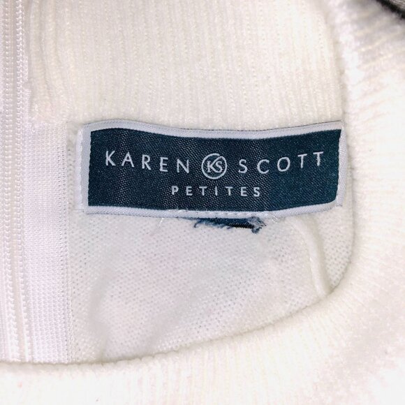 Vintage 90s Sweater Womens PM Off White Petite Zipper Back Pullover Soft - Picture 6 of 6